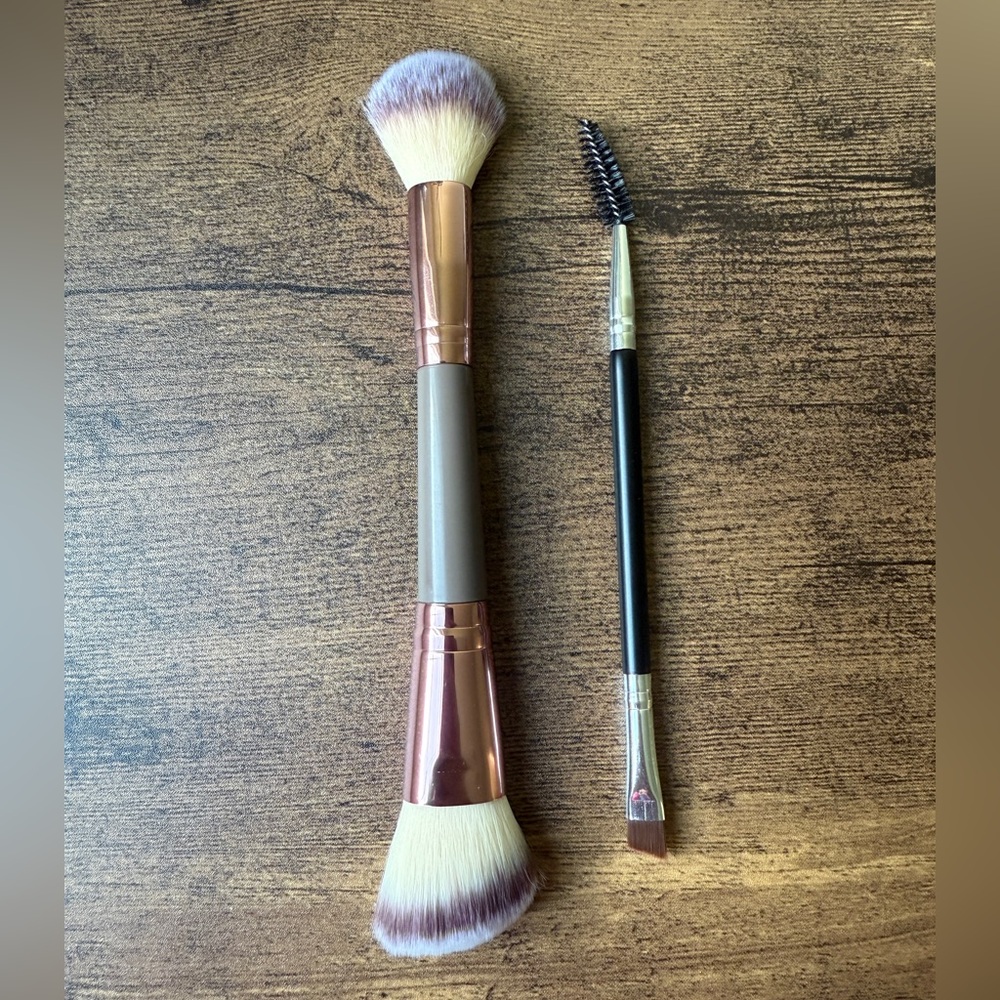Double Ended Makeup Brush and Angled and Spoolie Eye Brow Brush